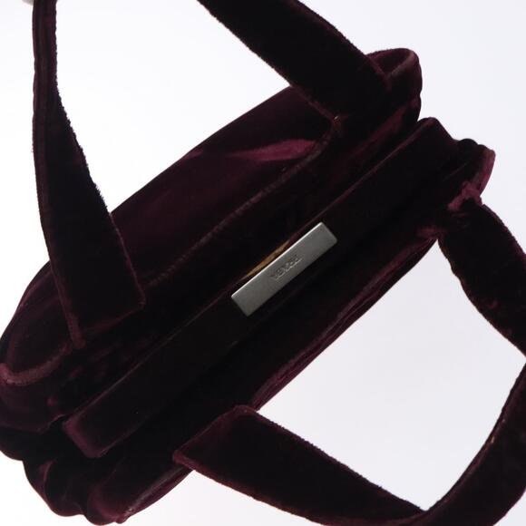 PRADA Hand Bag Velor Bordeaux Silver - Picture 6 of 12